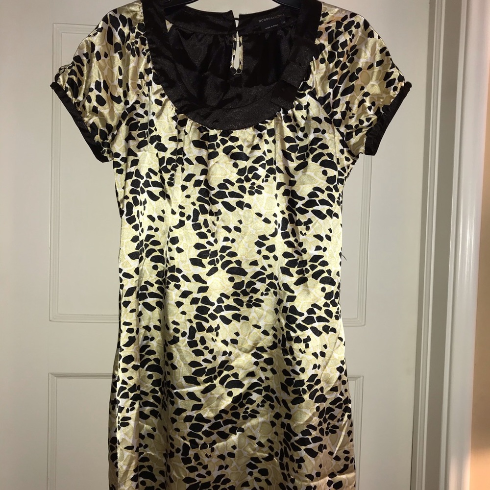 BCBGMazazria Babydoll Mini Dress Black/Yellow XS